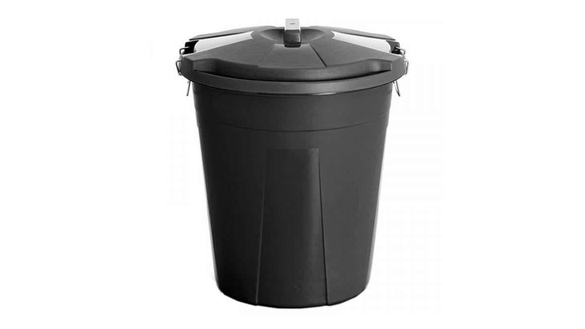 CUBO CONTENEDOR DE BASURA NEGRO CON TAPA 50 LITROS