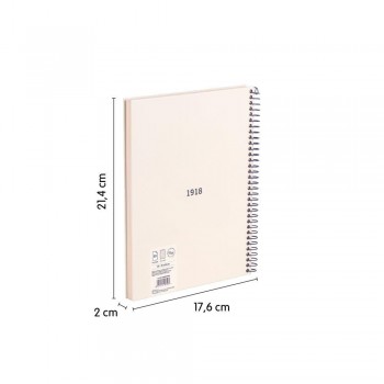 CUADERNO TAPA EXTRADURA A5 80 HOJAS 95 G. CUADROS 5X5 MILAN SERIE 1918 COLOR BEIGE