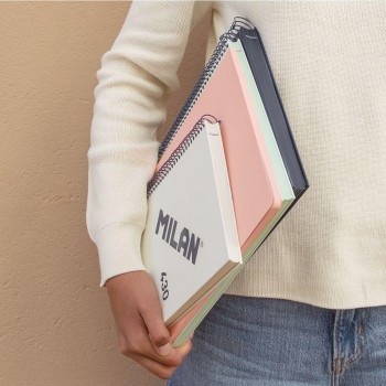CUADERNO TAPA EXTRADURA A5 80 HOJAS 95 G. CUADROS 5X5 MILAN SERIE 1918 COLOR BEIGE