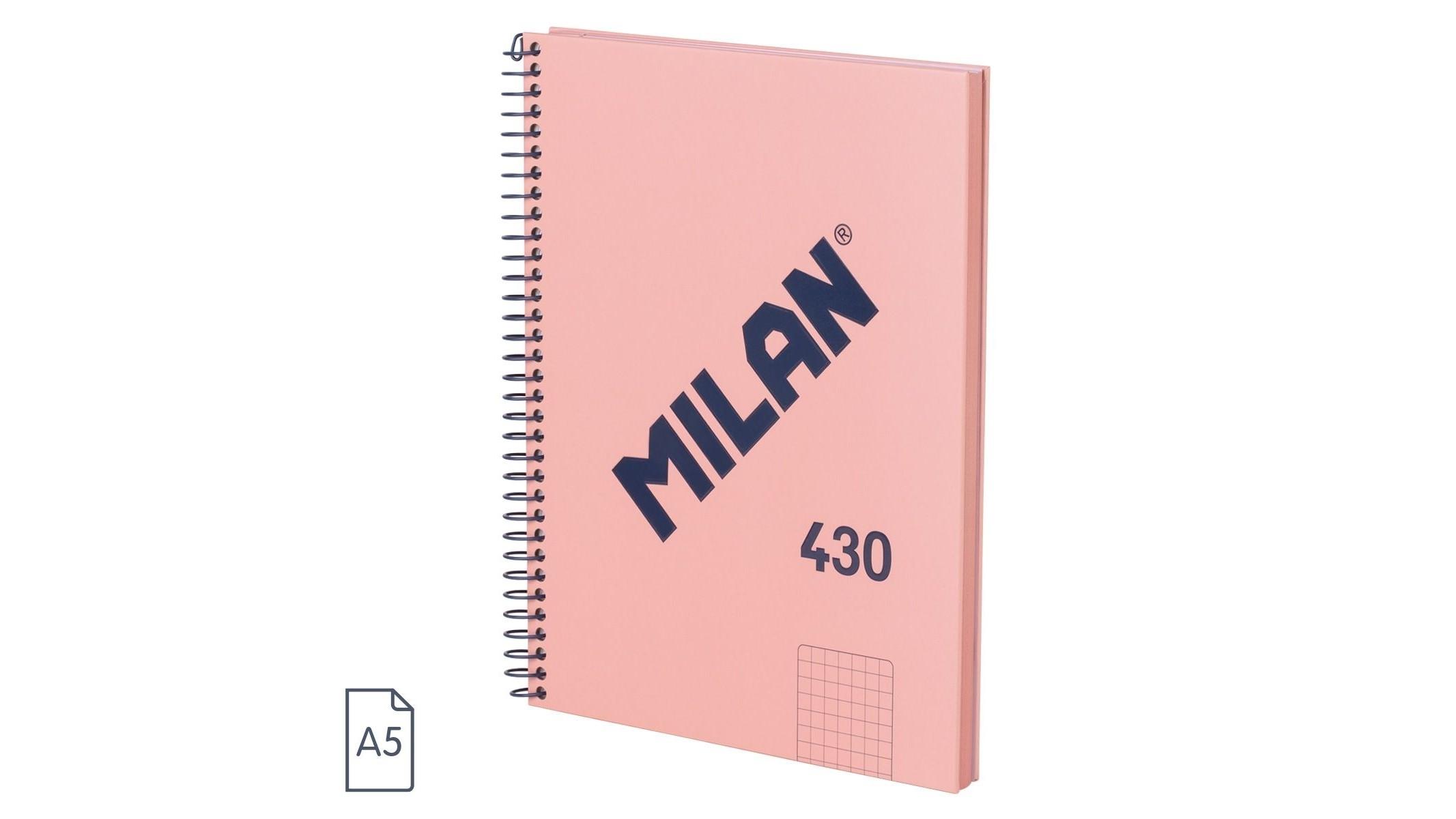 CUADERNO TAPA EXTRADURA A5 80 HOJAS 95 G. CUADROS 5X5 MILAN SERIE 1918 COLOR ROSA