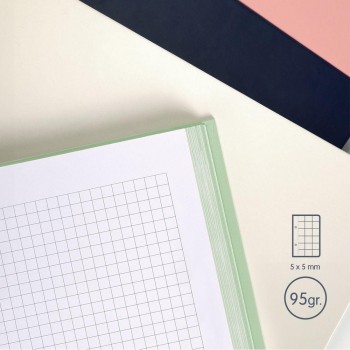 CUADERNO TAPA EXTRADURA A5 80 HOJAS 95 G. CUADROS 5X5 MILAN SERIE 1918 COLOR ROSA
