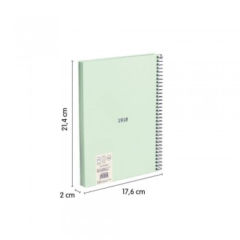 CUADERNO TAPA EXTRADURA A5 80 HOJAS 95 G. CUADROS 5X5 MILAN SERIE 1918 COLOR VERDE