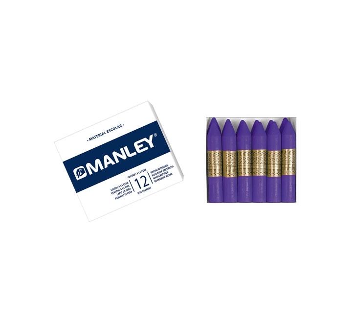 CAJA 12 CERAS MANLEY COLOR VIOLETA AZULADO