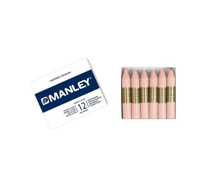 CAJA 12 CERAS MANLEY COLOR CARNE