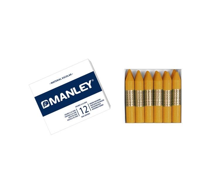 CAJA 12 CERAS MANLEY COLOR NARANJA OCRE OSCURO