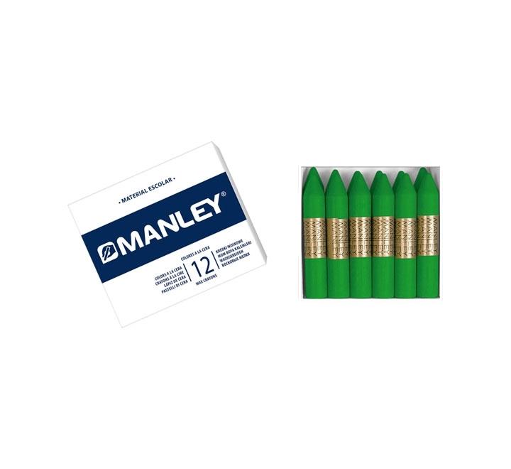 CAJA 12 CERAS MANLEY COLOR VERDE PRIMAVERA