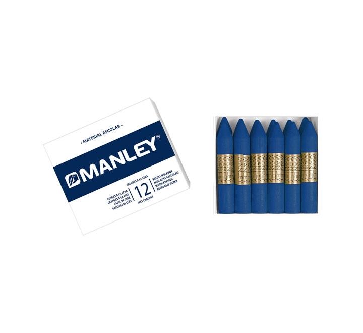 CAJA 12 CERAS MANLEY COLOR AZUL PRUSIA