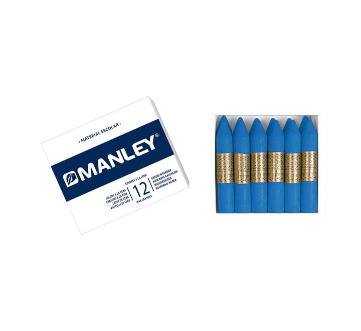 CAJA 12 CERAS MANLEY COLOR AZUL TURQUESA