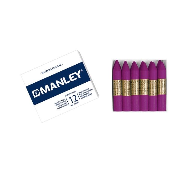 CAJA 12 CERAS MANLEY COLOR VIOLETA CLARO