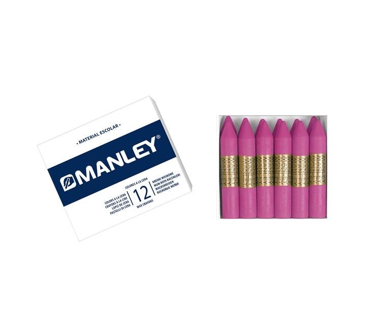 CAJA 12 CERAS MANLEY COLOR ROSA NATURAL