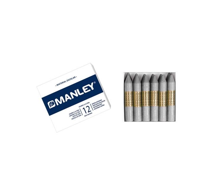 CAJA 12 CERAS MANLEY COLOR PLATA