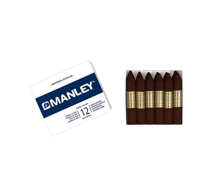 CAJA 12 CERAS MANLEY COLOR MARRON PARDO