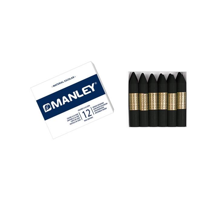 CAJA 12 CERAS MANLEY COLOR NEGRO