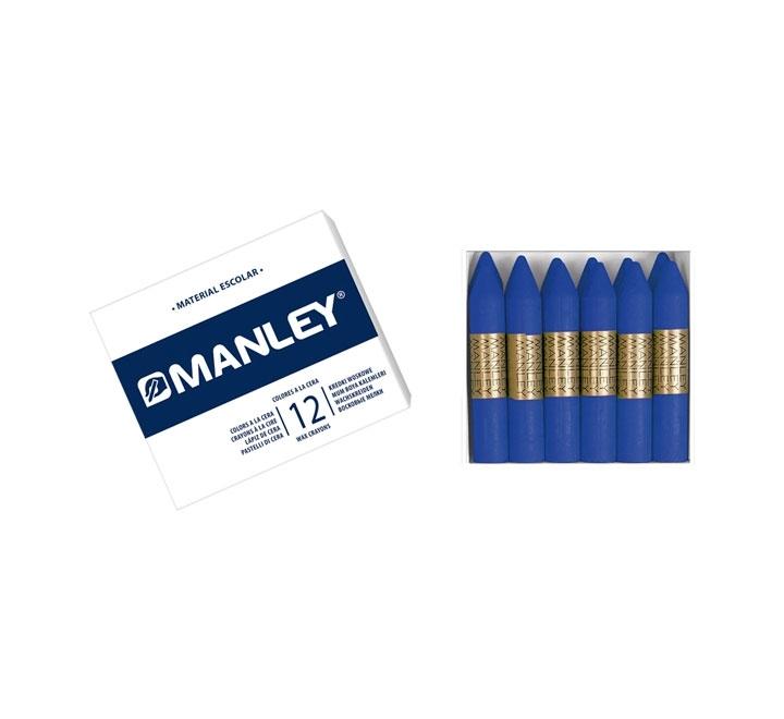 CAJA 12 CERAS MANLEY COLOR AZUL ULTRAMARINO