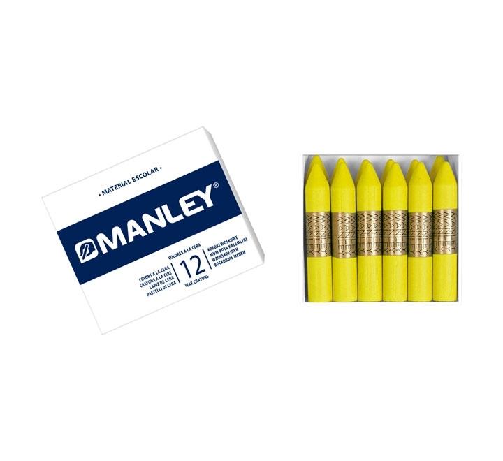 CAJA 12 CERAS MANLEY COLOR AMARILLO LIMON