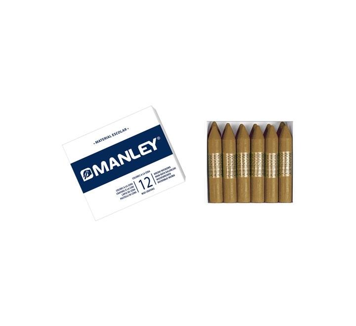 CAJA 12 CERAS MANLEY COLOR MARRON TIERRA SOMBRA TOSTADO