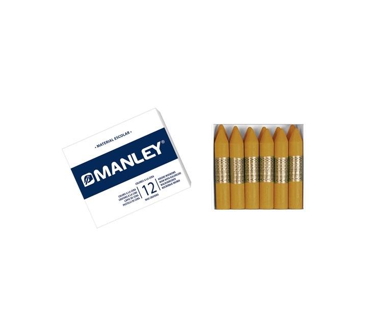 CAJA 12 CERAS MANLEY COLOR NARANJA OCRE MADERA
