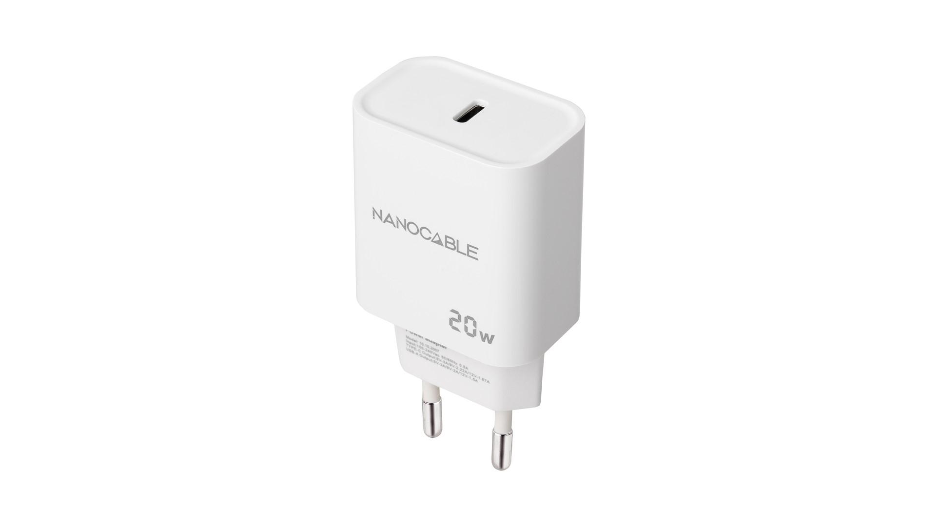 CARGADOR DE PARED NANOCABLE 1 PUERTO USB C 20W COLOR BLANCO