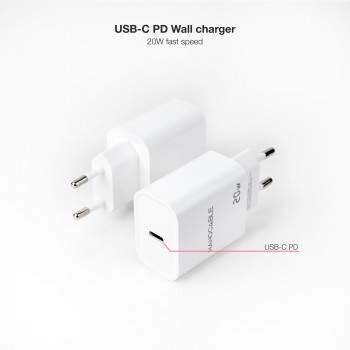 CARGADOR DE PARED NANOCABLE 1 PUERTO USB C 20W COLOR BLANCO