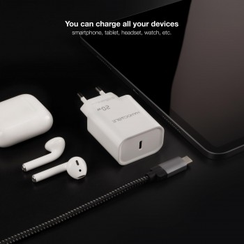 CARGADOR DE PARED NANOCABLE 1 PUERTO USB C 20W COLOR BLANCO