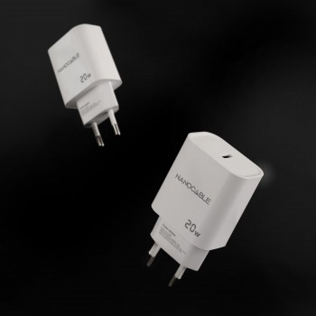CARGADOR DE PARED NANOCABLE 1 PUERTO USB C 20W COLOR BLANCO