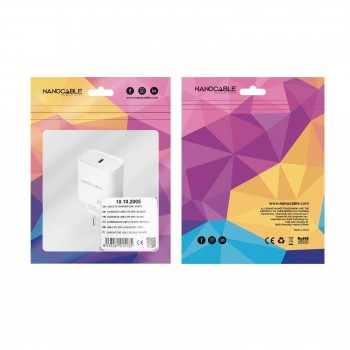CARGADOR DE PARED NANOCABLE 1 PUERTO USB C 20W COLOR BLANCO