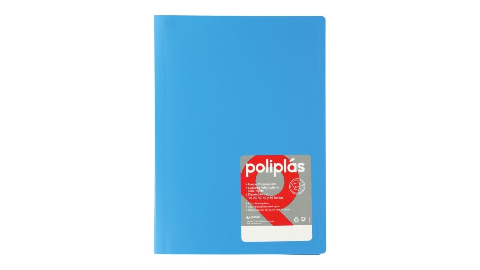 CARPETA 20 FUNDAS A4 GRAFOPLAS POLIPLAS OPACO COLOR AZUL CIELO