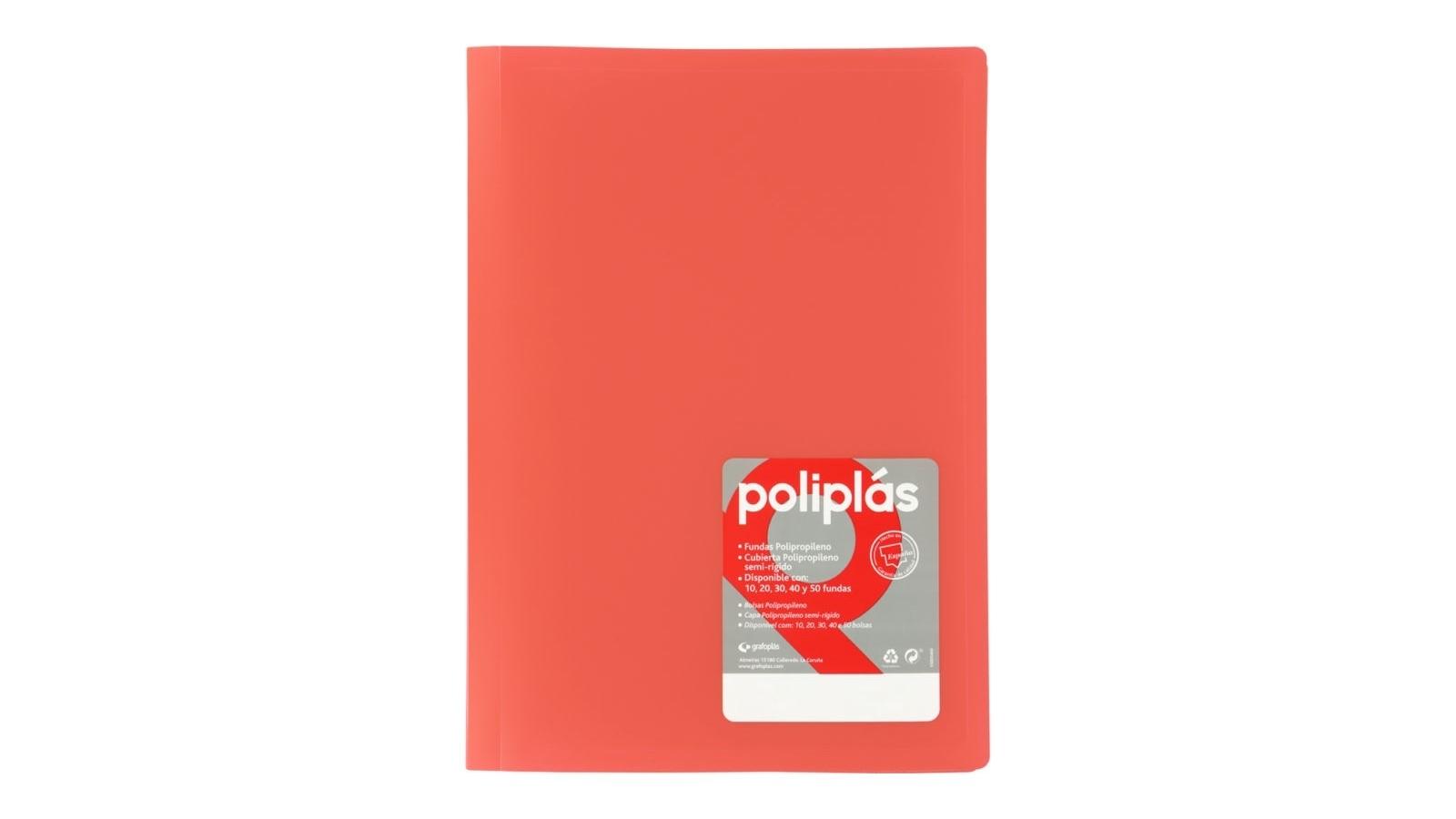 CARPETA 10 FUNDAS A4 GRAFOPLAS POLIPLAS OPACO COLOR CORAL