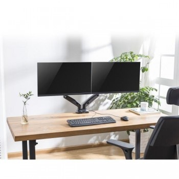 SOPORTE DE MESA EWENT EW1516 GIRATORIO E INCLINABLE 2 BRAZOS PARA MONITOR / TV 13"-34" COLOR NEGRO
