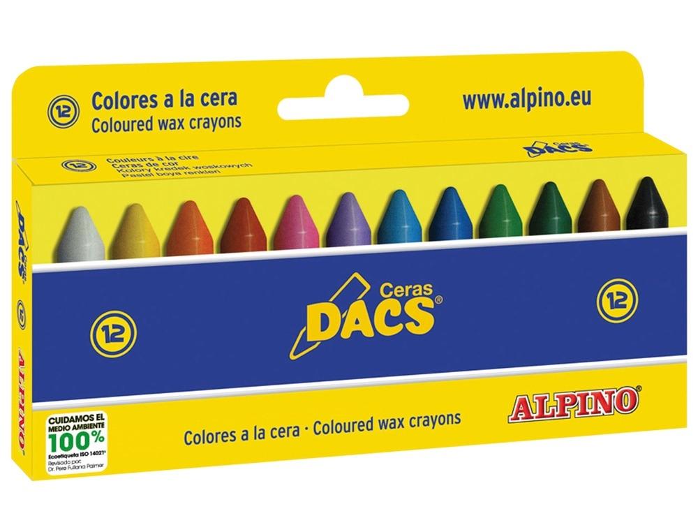 ESTUCHE 12 LAPICES DE CERA BLANDA DACS ALPINO COLORES SURTIDOS