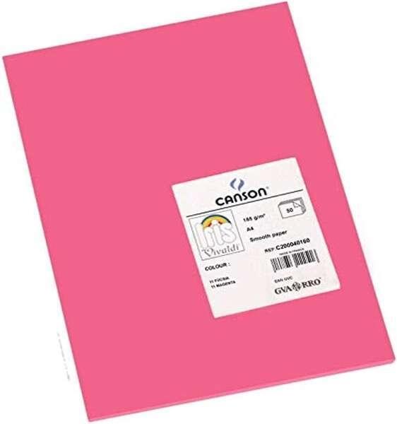 PAQUETE 50 CARTULINAS CANSON GUARRO IRIS A4 185 GRS COLOR FUCSIA