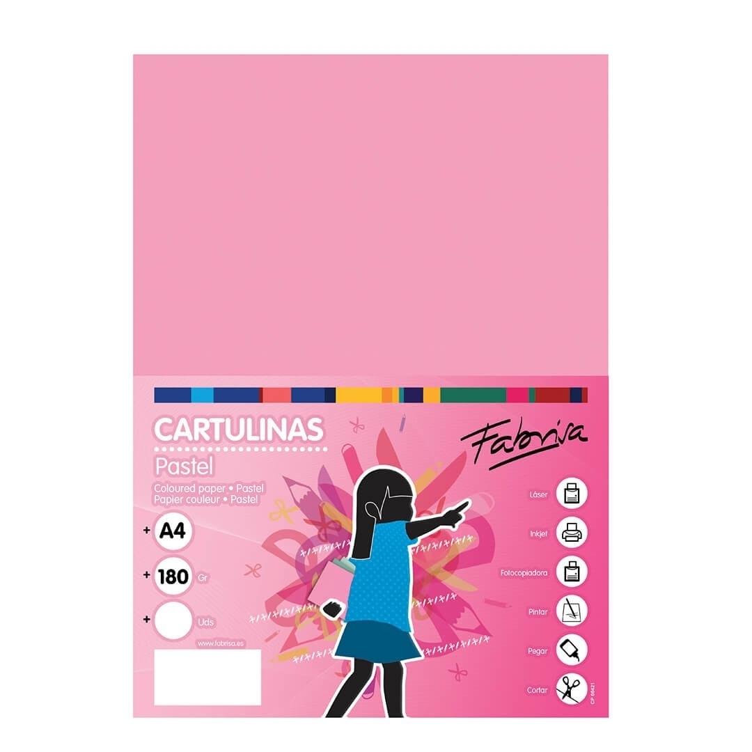 PAQUETE 100 CARTULINAS FABRISA A4 180 GRS COLOR ROSA