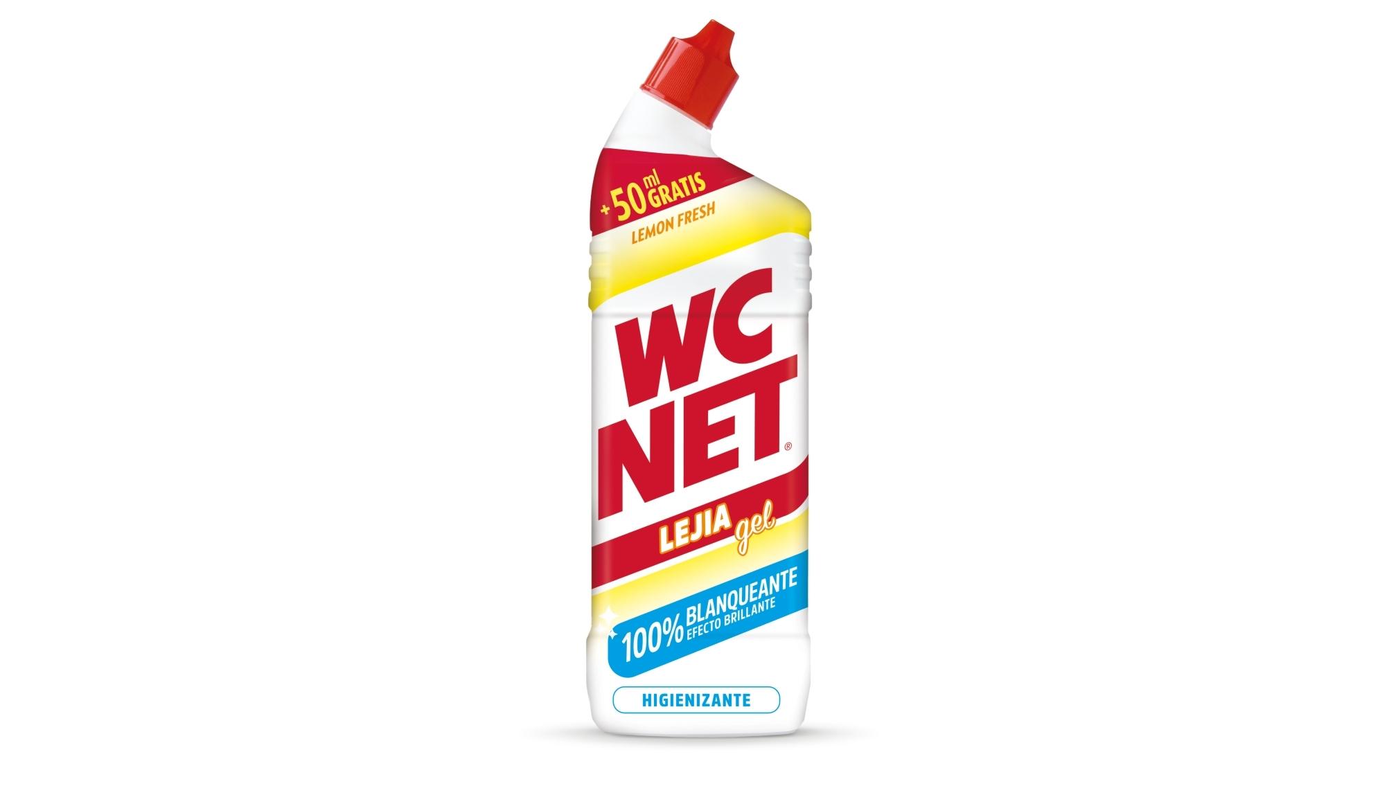 LIMPIADOR DE INODORO Y BAÑO WC NET LEJIA GEL LEMON BOTELLA DE 750 + 50 ML