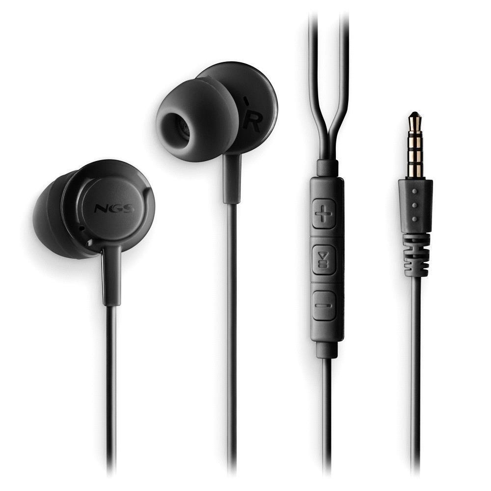 AURICULARES NGS CROSS DRIFT CON MICROFONO JACK 3,5MM Y CONTROL DE VOLUMEN COLOR NEGRO