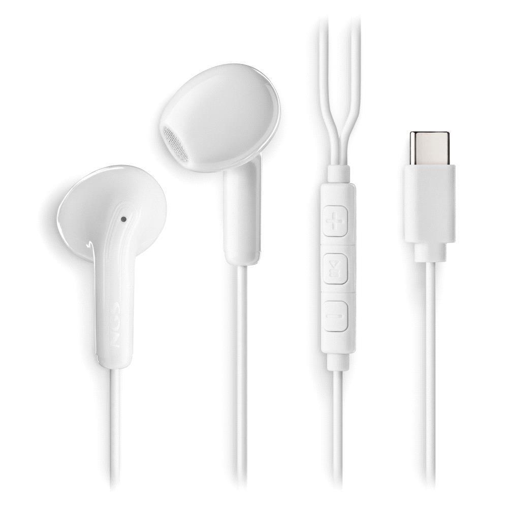 AURICULARES NGS CROSS GLIDE CON MICROFONO USB C Y CONTROL DE VOLUMEN COLOR BLANCO