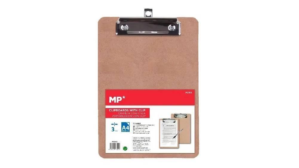 CARPETA PORTANOTAS MP MADERA CON PINZA ANCHA SUPERIOR A4 230 X 330 MM