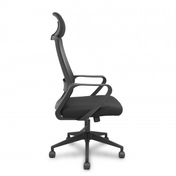 SILLA OPERATIVA PRO534 PIQUERAS Y CRESPO CON BRAZOS FIJOS Y CABECERO COLOR NEGRO