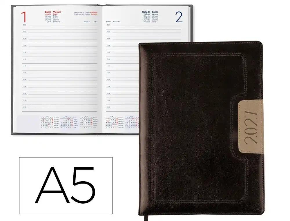 AGENDA ENCUADERNADA LIDERPAPEL 2027 DORIOS 15X21 CM DIA PAGINA BILINGUE PAPEL 70 G FSC BICOLOR