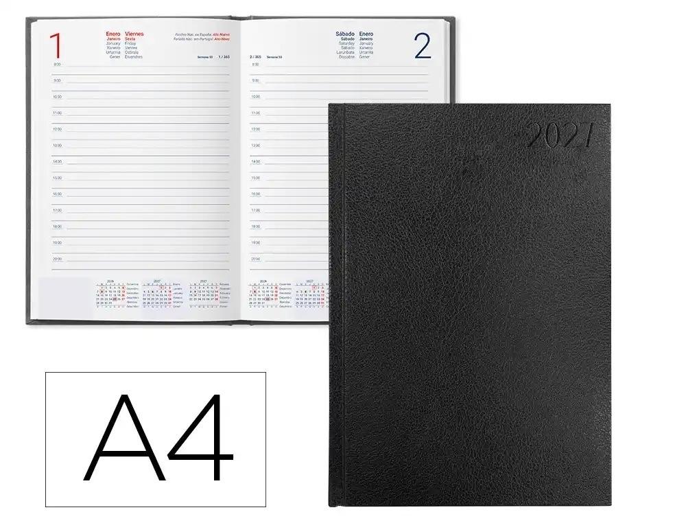 AGENDA OFICINA LIDERPAPEL 2027 ENCUADERNADA CORFU DIA PAGINA A4 BILINGUE 60G PAPEL FSC NEGRO