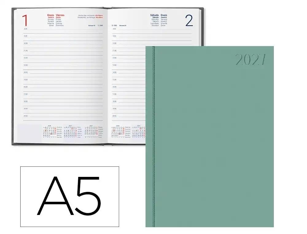 AGENDA OFICINA LIDERPAPEL 2027 ENCUADERNADA CORFU DIA PAGINA A5 BILINGUE 60G PAPEL FSC MENTA
