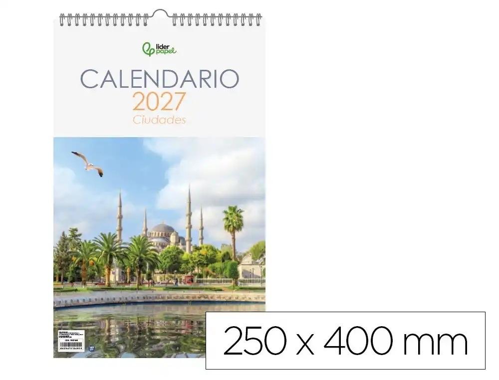 CALENDARIO ESPIRAL PARED LIDERPAPEL IMAGENES CIUDADES 2027 PARA ESCRIBIR 250X400 MM PAPEL 157 G