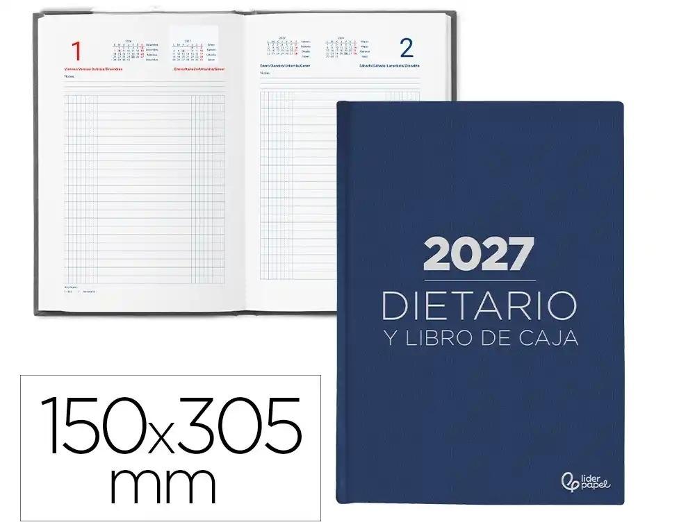 DIETARIO LIDERPAPEL 2027 DOS TERCIOS 150X305 MM DIA PAGINA BILINGUE COLOR AZUL PAPEL 70 G FSC