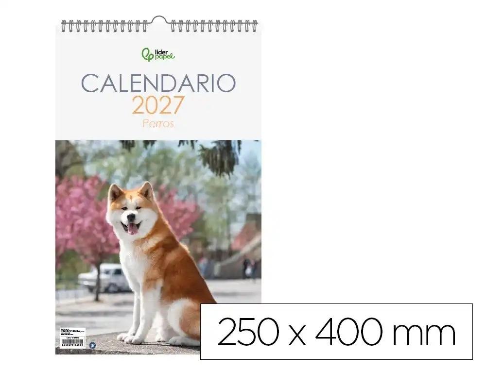 CALENDARIO ESPIRAL PARED LIDERPAPEL IMAGENES PERROS 2027 PARA ESCRIBIR 250X400 MM PAPEL 157 G