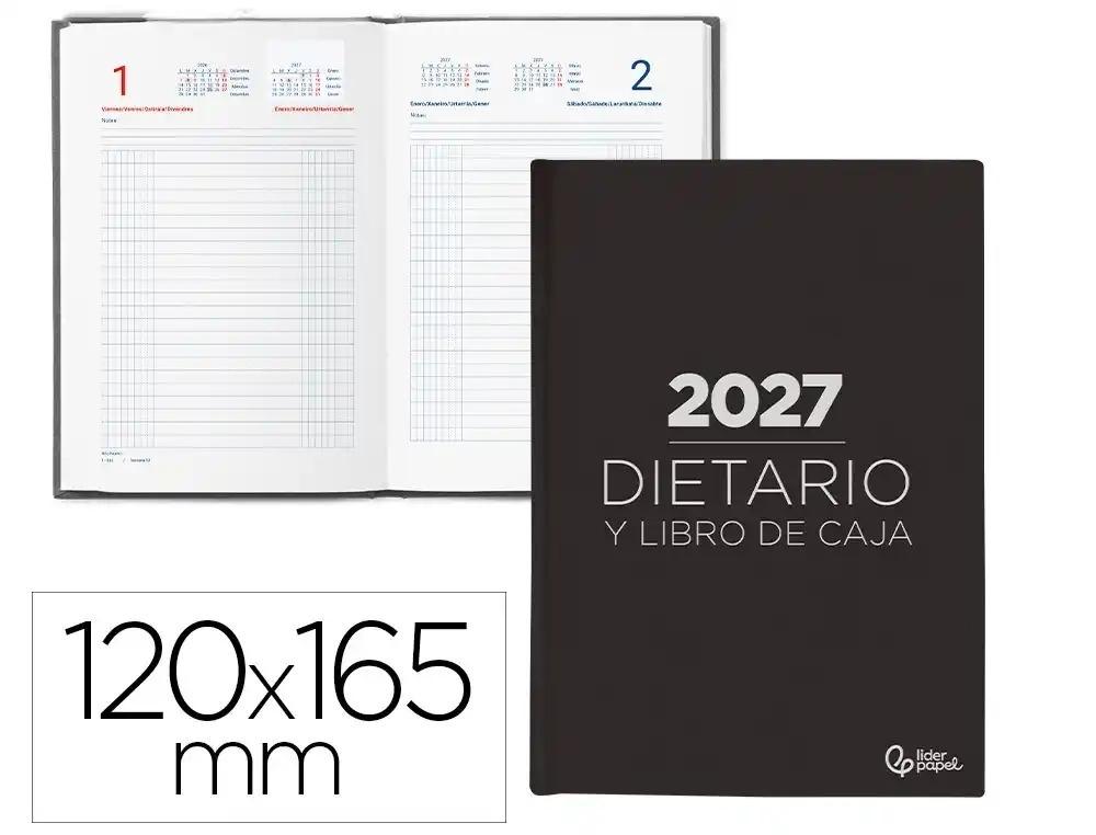 DIETARIO LIDERPAPEL 2027 OCTAVO 120X165MM DIA PAGINA BILINGUE COLOR NEGRO PAPEL 70GFSC