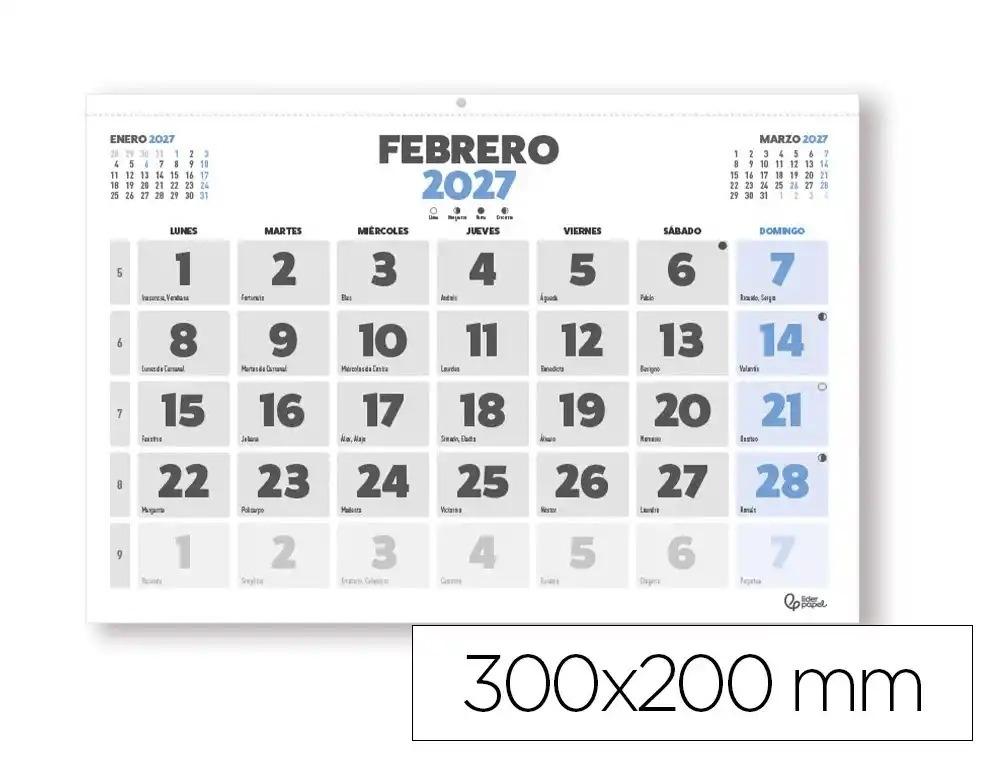 CALENDARIO PARED LIDERPAPEL CLASICO 2027 LOMO ENGOMADO 300X200 MM PAPEL 105 G
