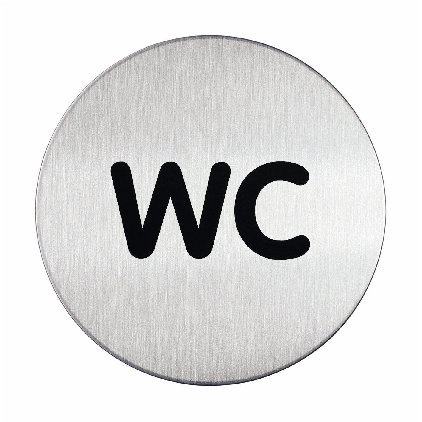 PICTOGRAMA DURABLE REDONDO ASEO WC 83 MM ACERO INOXIDABLE