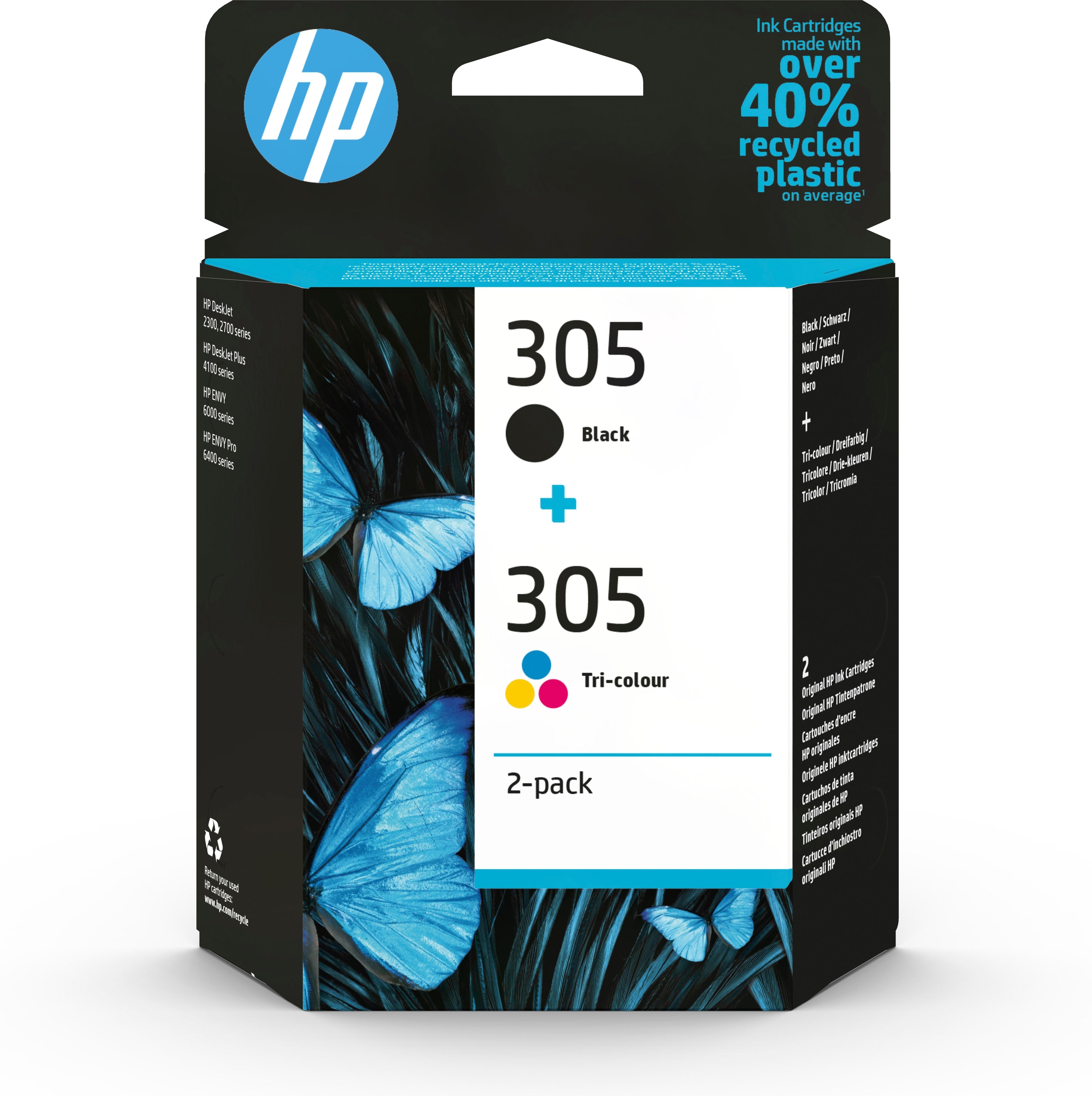 PACK 2 CARTUCHOS HP Nº 305 NEGRO + 305 TRICOLOR N9J72AE