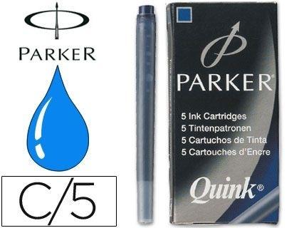 TINTA ESTILOGRAFICA PARKER AZUL PERMANENTE -CAJA DE 5 CARTUCHOS COD 16497