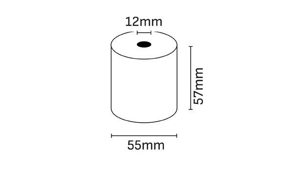 ROLLO PAPEL TERMICO 57X55X12 MM SIN BPA