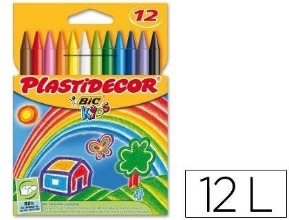 LAPICES CERA PLASTIDECOR CAJA DE 12 COLORES COD 11904